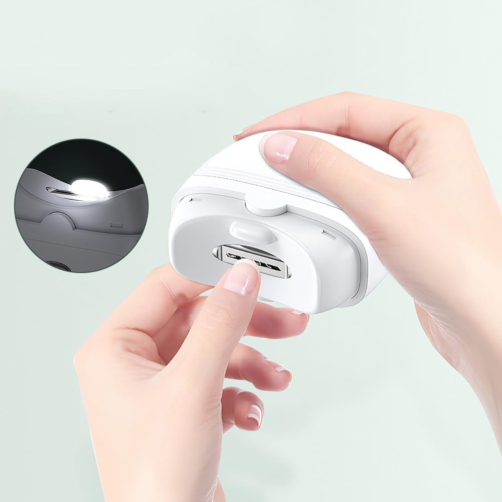 2Pcs USB Electric Fingernail Clipper Automatic Light Trimmer Nail Cutter