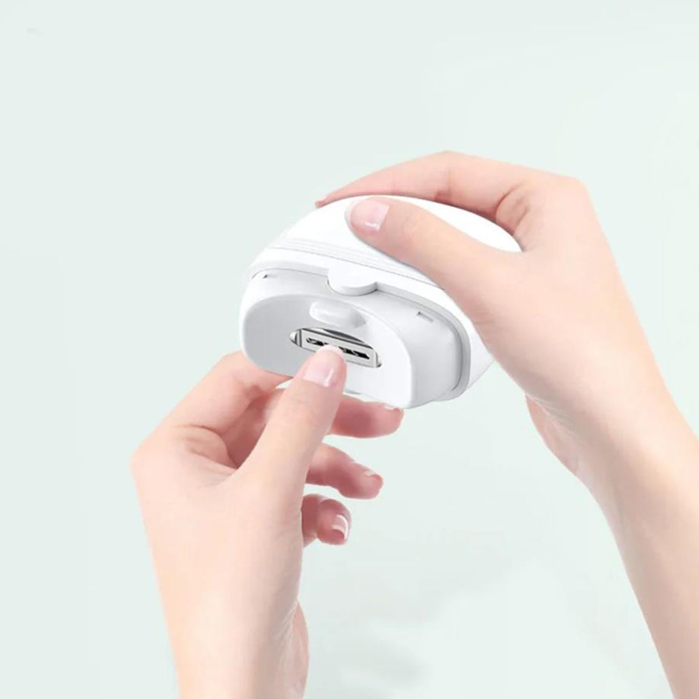 2Pcs USB Electric Fingernail Clipper Automatic Light Trimmer Nail Cutter