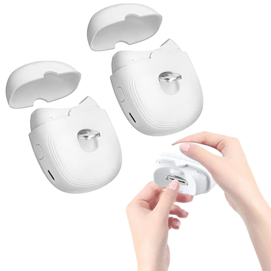 2Pcs USB Electric Fingernail Clipper Automatic Light Trimmer Nail Cutter