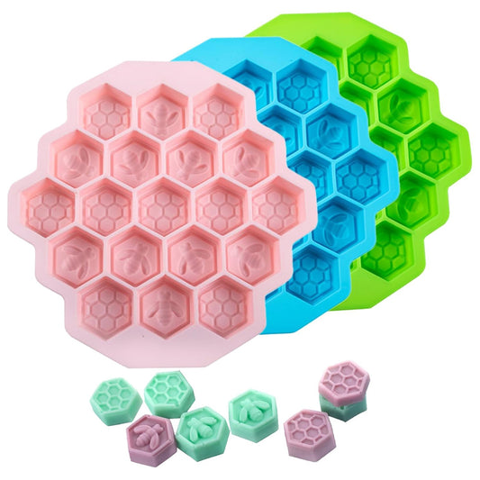 3Pcs 19 Cell Silicone Bee Honeycomb Cake Mould Chocolate Soap Bakeware Mold
