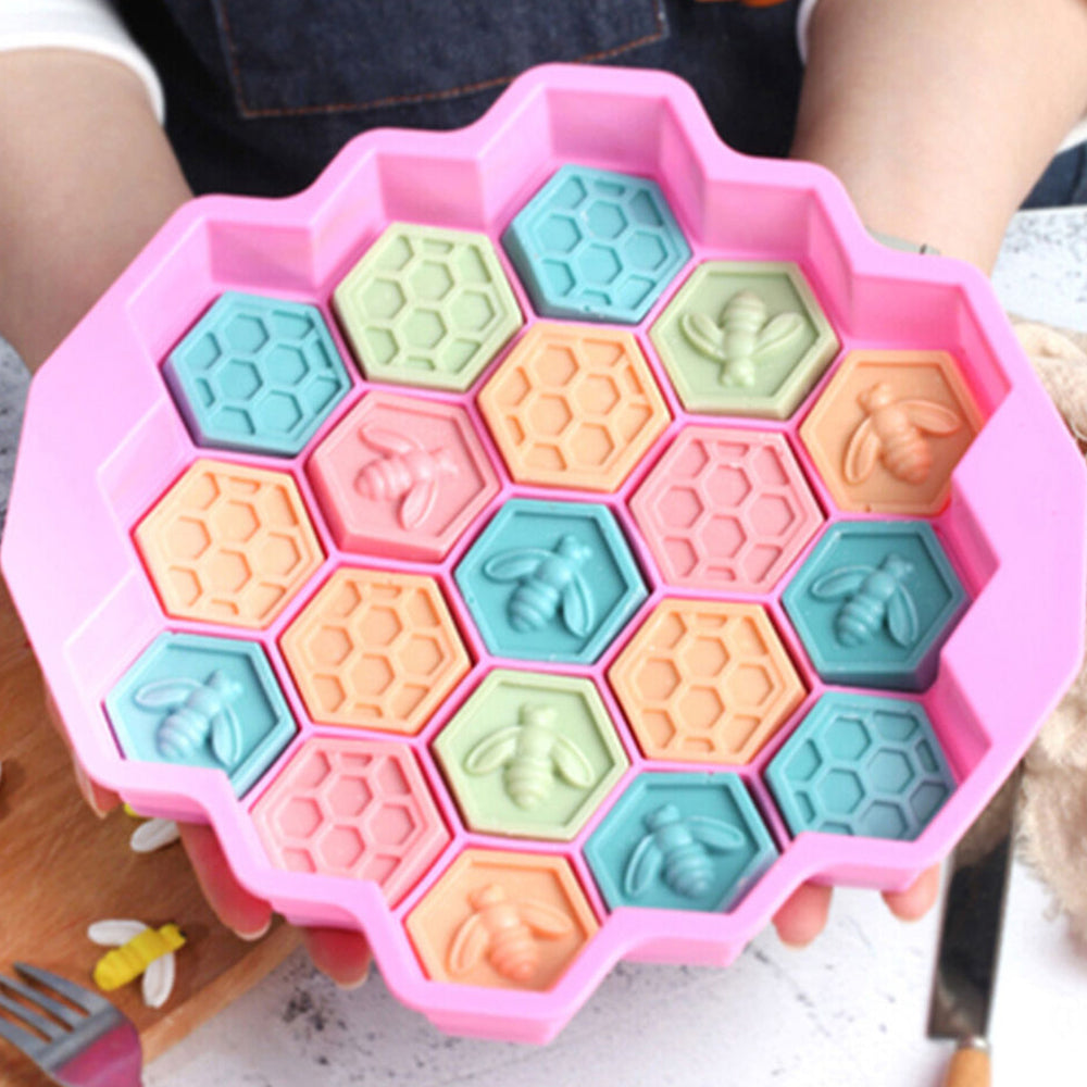 3Pcs 19 Cell Silicone Bee Honeycomb Cake Mould Chocolate Soap Bakeware Mold