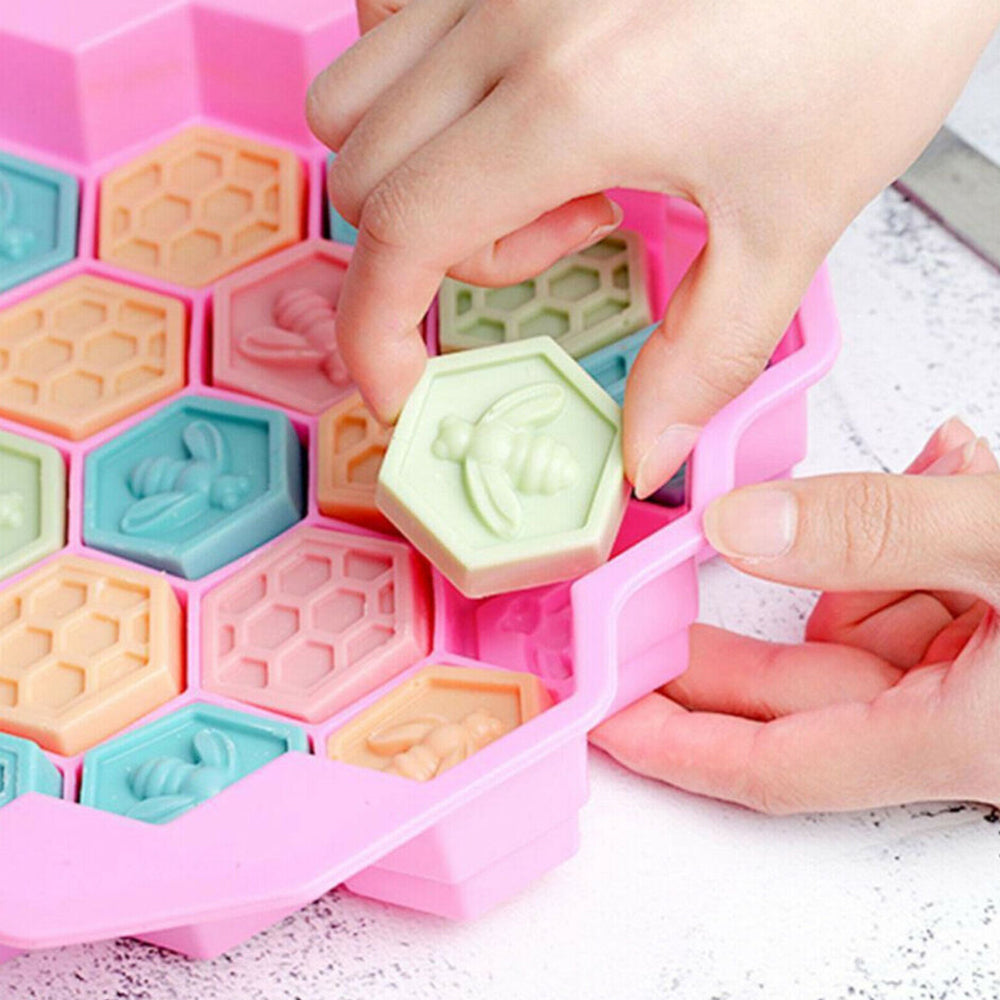 3Pcs 19 Cell Silicone Bee Honeycomb Cake Mould Chocolate Soap Bakeware Mold