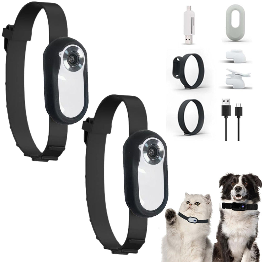 2Pcs Dog Tracker Collar Pet Sport Action Camera Collar with Video Record