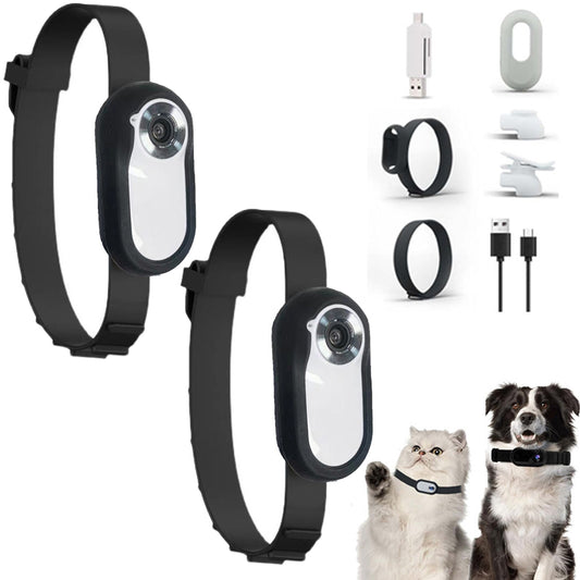 2Pcs Dog Tracker Collar Pet Sport Action Camera Collar with Video Record