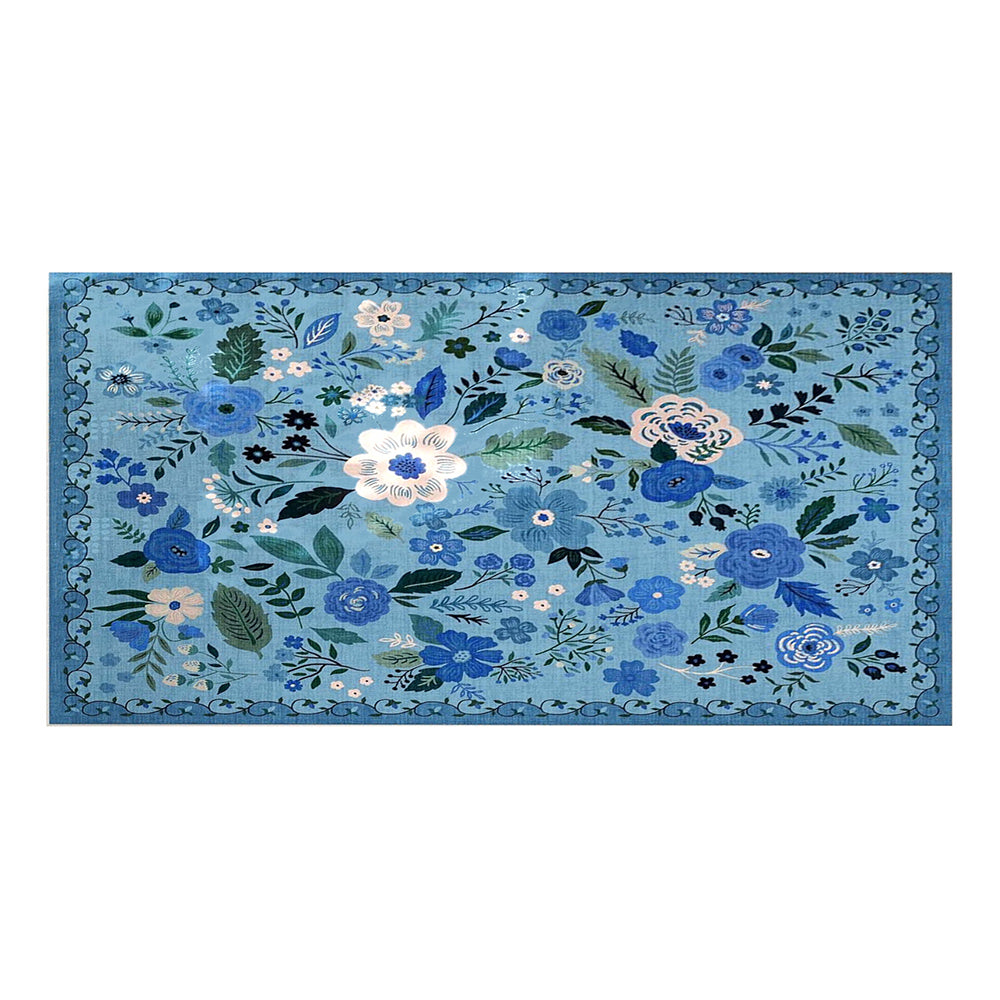 60x180cm Door Mat Indoor Entrance Rug Washable Boho Floral Small Area Rug Blue