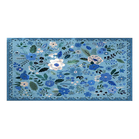 60x180cm Door Mat Indoor Entrance Rug Washable Boho Floral Small Area Rug Blue