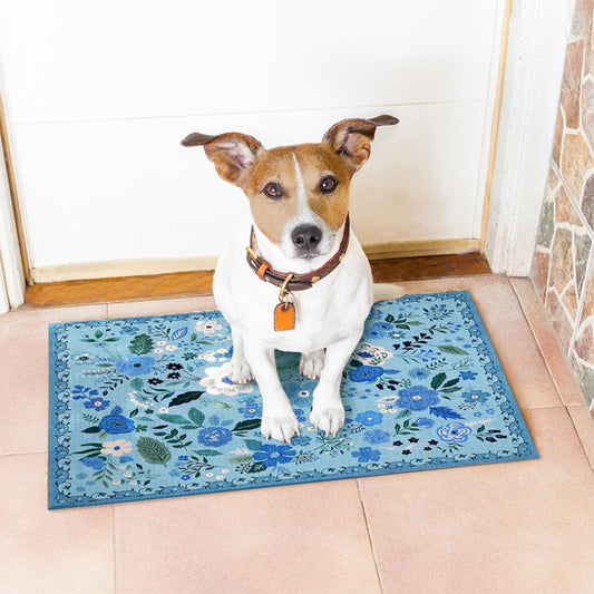 60x90cm Door Mat Indoor Entrance Rug Washable Boho Floral Small Area Rug Blue