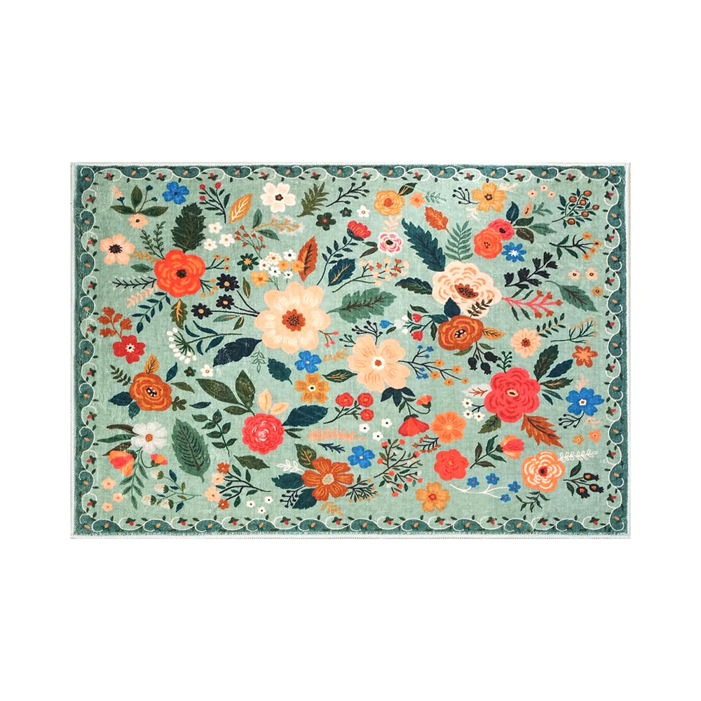 50x80cm Door Mat Indoor Entrance Rug Washable Boho Floral Small Area Rug Green