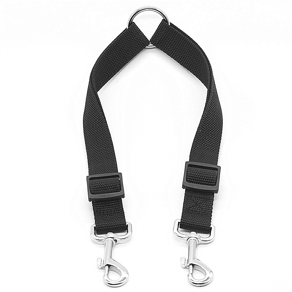 Adjustable Dual Dog Leash Lead Walk 2 Dogs with One Lead Coupler Black L