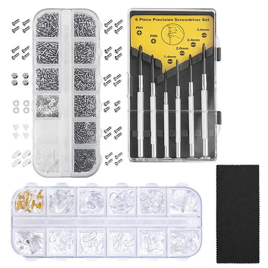 1100Pcs Tiny Repair Screws Nuts Screwdriver Kit Set For Eyeglass Glasses
