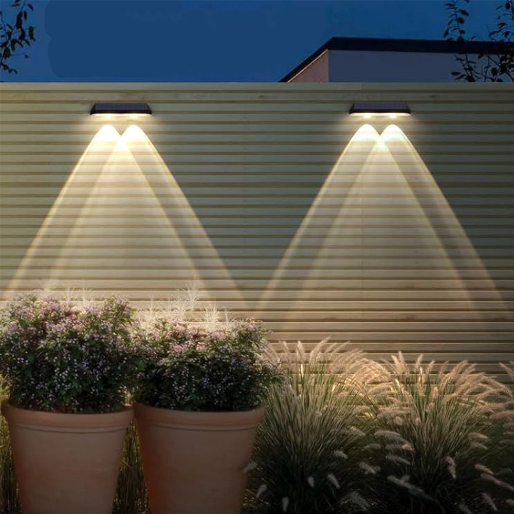 2Pcs Solar Powered LED Wall Washer Light Dimmable Fence Garden Wall Light