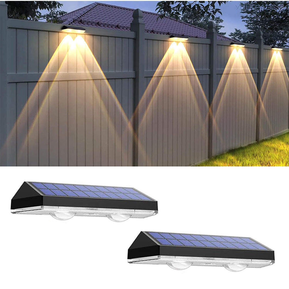 2Pcs Solar Powered LED Wall Washer Light Dimmable Fence Garden Wall Light