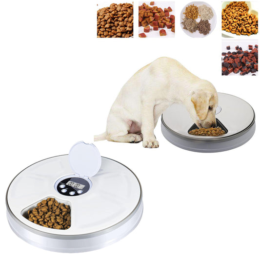 Automatic Cat Feeder with 6 Meals Digital LCD Pet Feeder Food Bowl with Timer