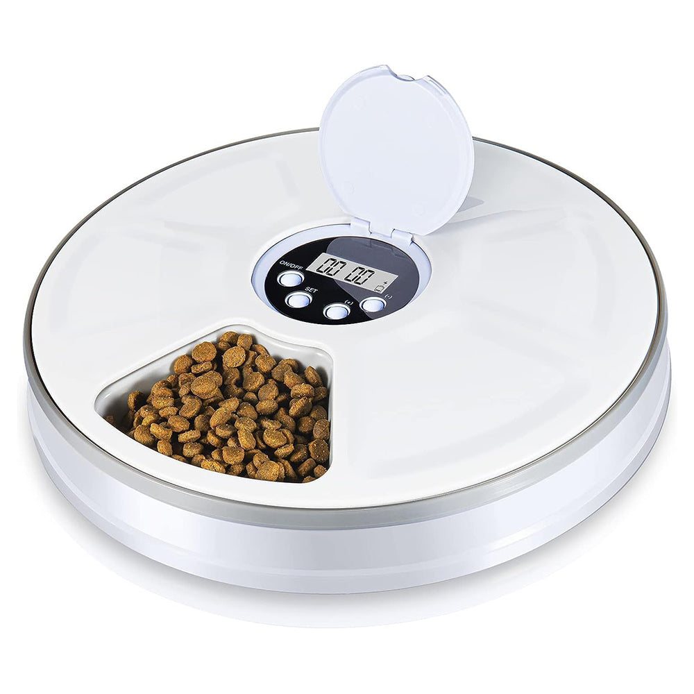 Automatic Cat Feeder with 6 Meals Digital LCD Pet Feeder Food Bowl with Timer