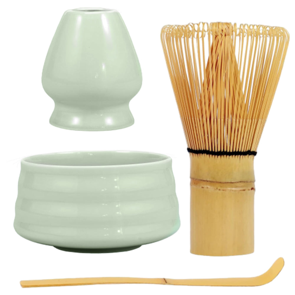 4Pcs Traditional Japanese Matcha Tea Set Bowl Whisk Scoop Accessories Cyan