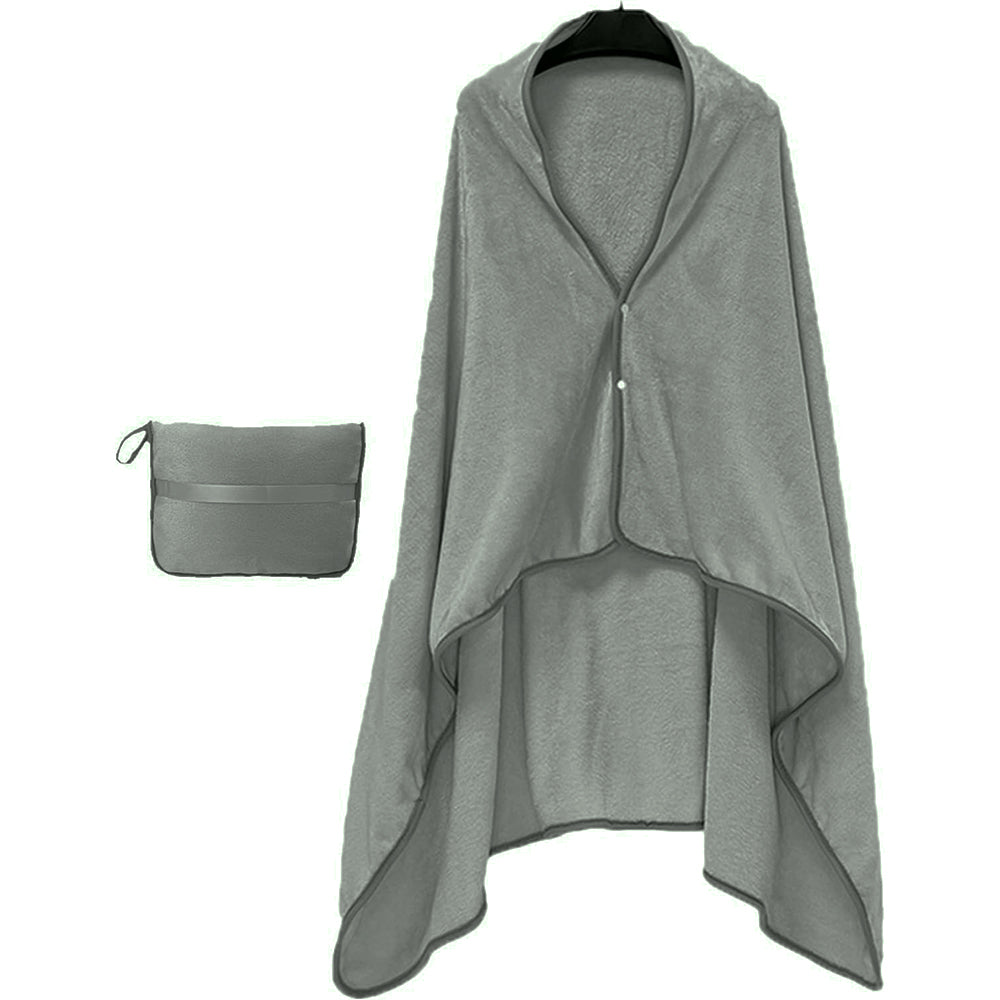 3 in 1 Plane Shawl Blanket Soft Travel Blanket Pillow with Luggage Strap Grey