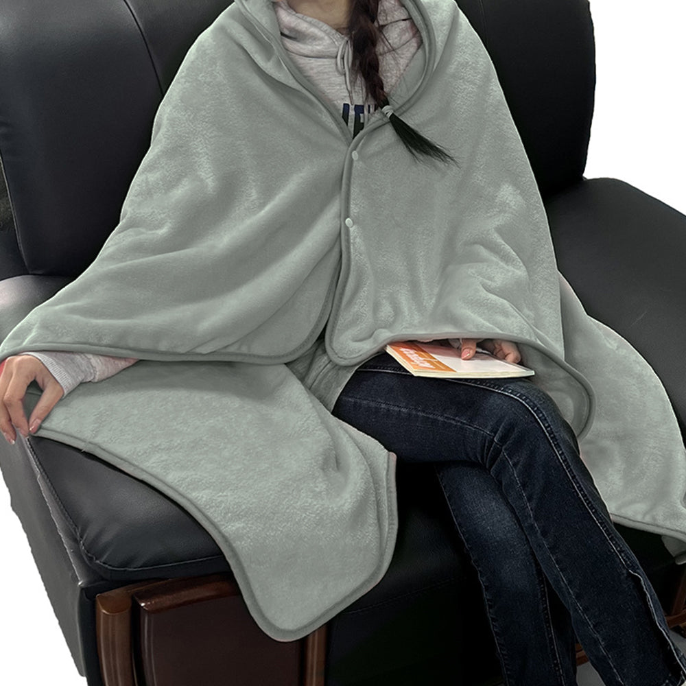 3 in 1 Plane Shawl Blanket Soft Travel Blanket Pillow with Luggage Strap Grey