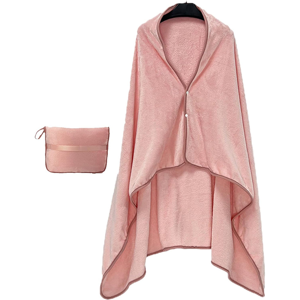 3 in 1 Plane Shawl Blanket Soft Travel Blanket Pillow with Luggage Strap Pink
