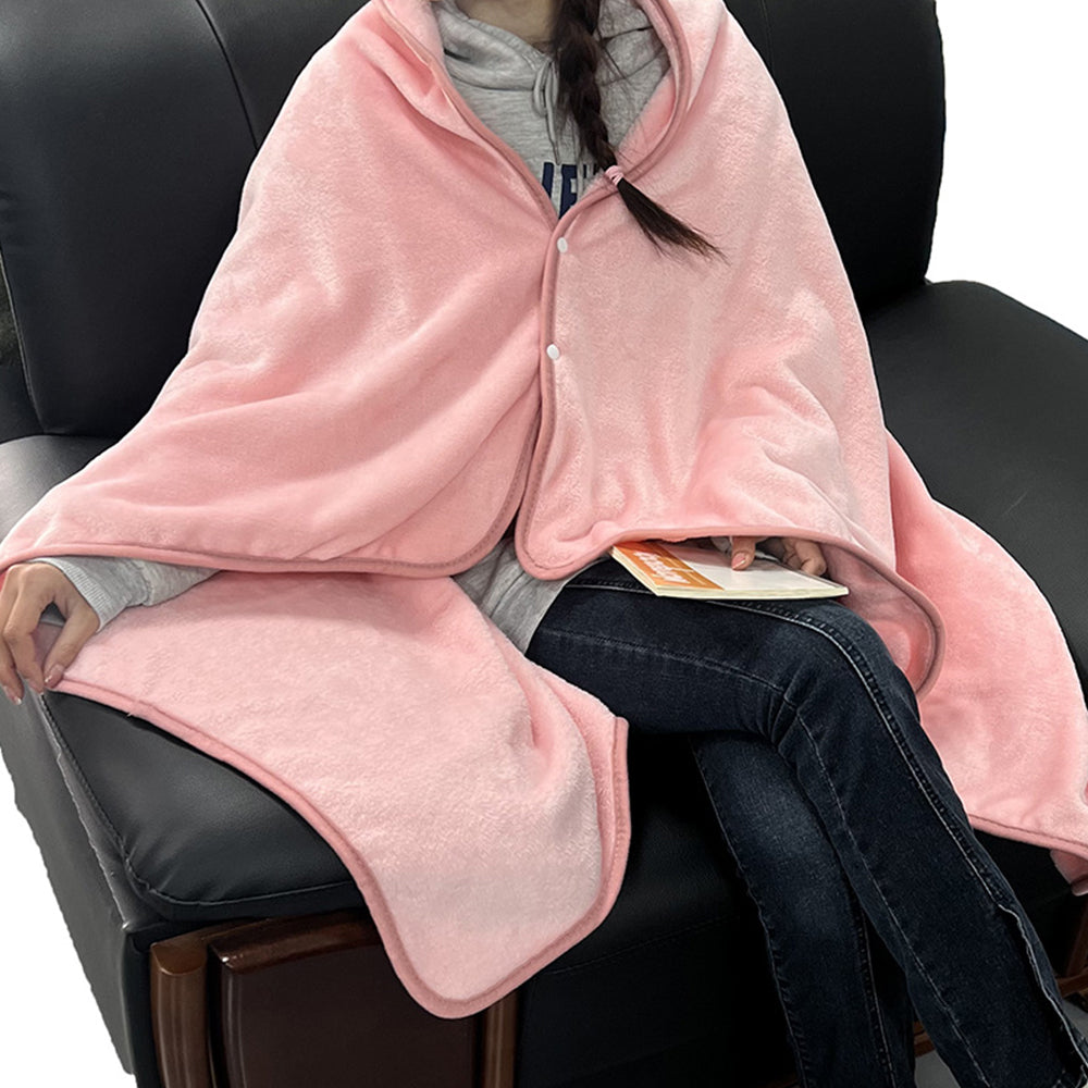 3 in 1 Plane Shawl Blanket Soft Travel Blanket Pillow with Luggage Strap Pink