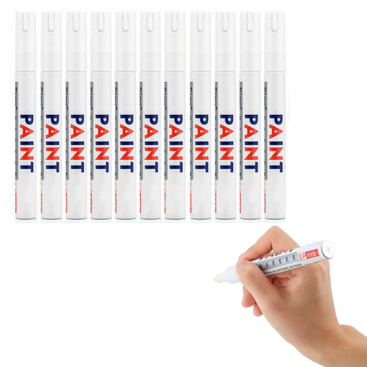 12Pcs Paint Pen Set Oil-Based Permanent Marker Pen For Car Rubber Tyre White