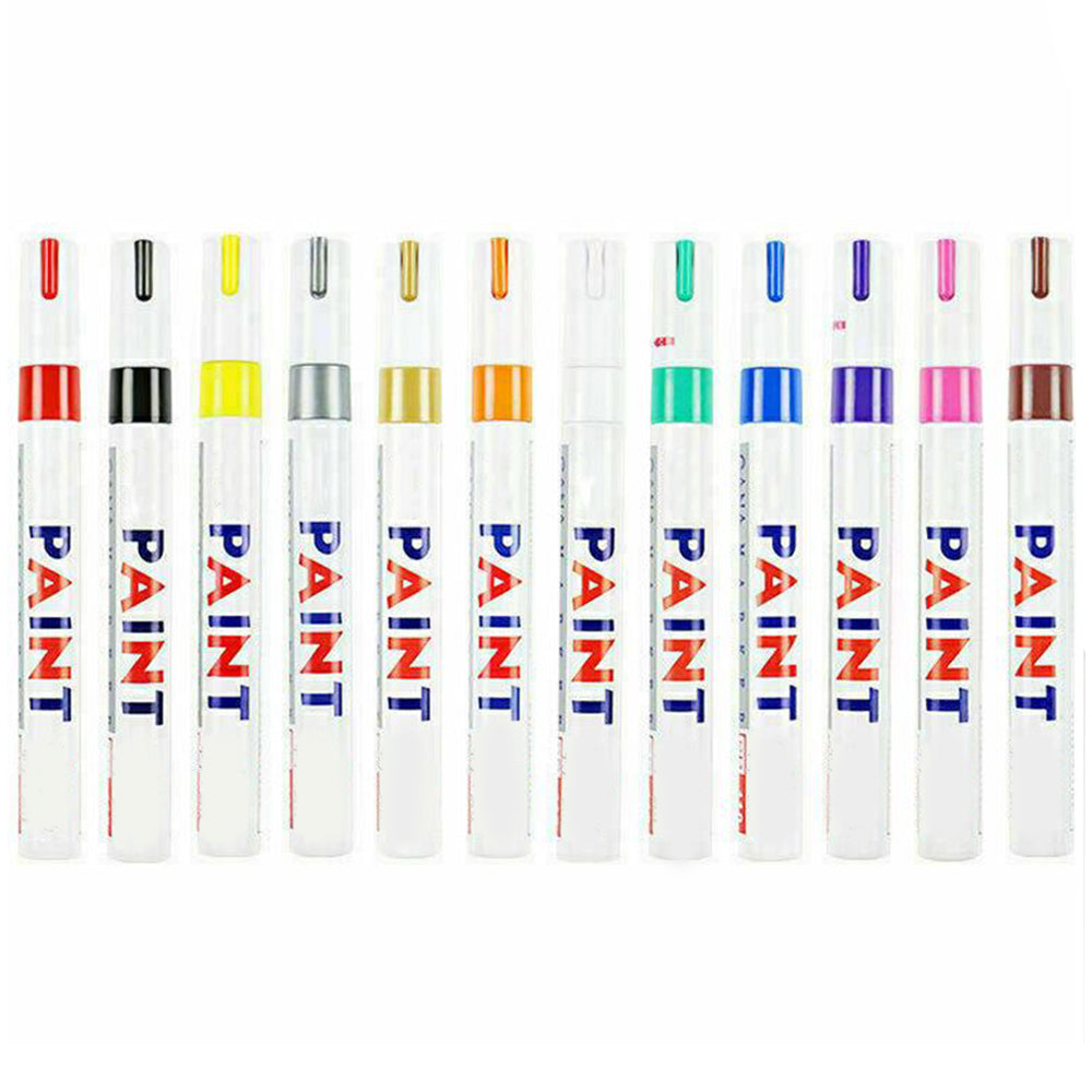 12Pcs Paint Pen Set Oil-Based Permanent Marker Pen For Car Rubber Tyre