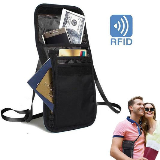 RFID Blocking Travel Neck Stash Anti-Theft Security Wallet Pouch Passport Holder
