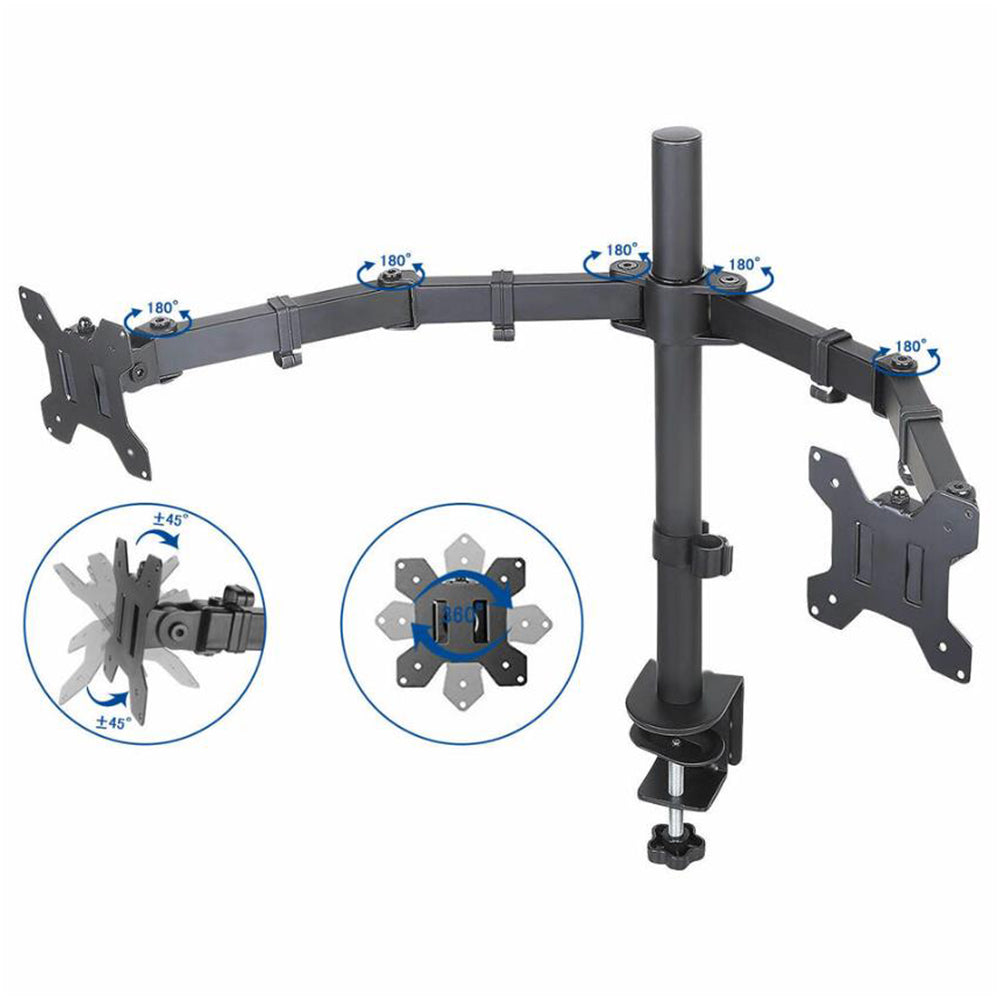 Dual Monitor Stand Arm Adjustable Desk Mount Screen Holder Bracket