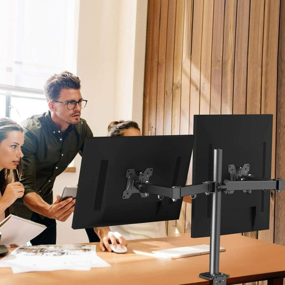Dual Monitor Stand Arm Adjustable Desk Mount Screen Holder Bracket
