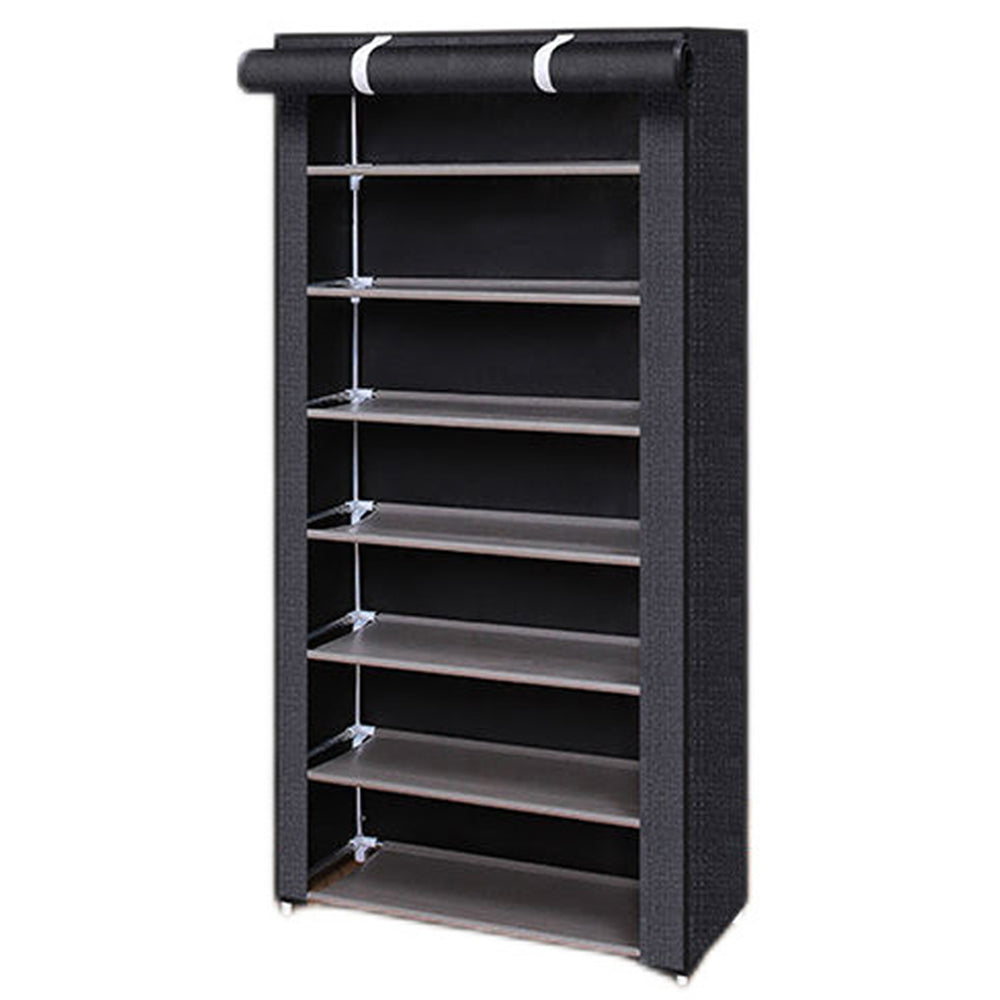 7 Compartments Shoe Rack Stackable Cabinet Storage Organizer Shelves Black