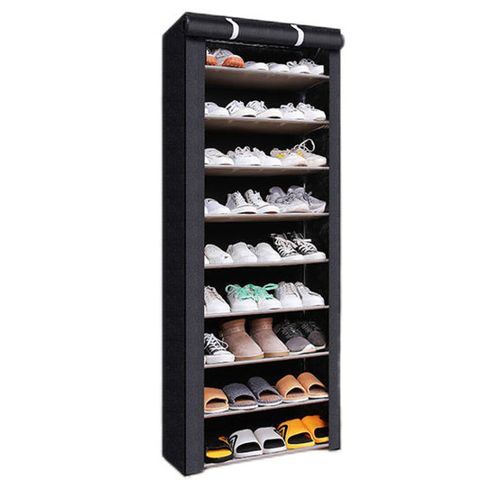 9 Compartments Shoe Rack Stackable Cabinet Storage Organizer Shelves Black