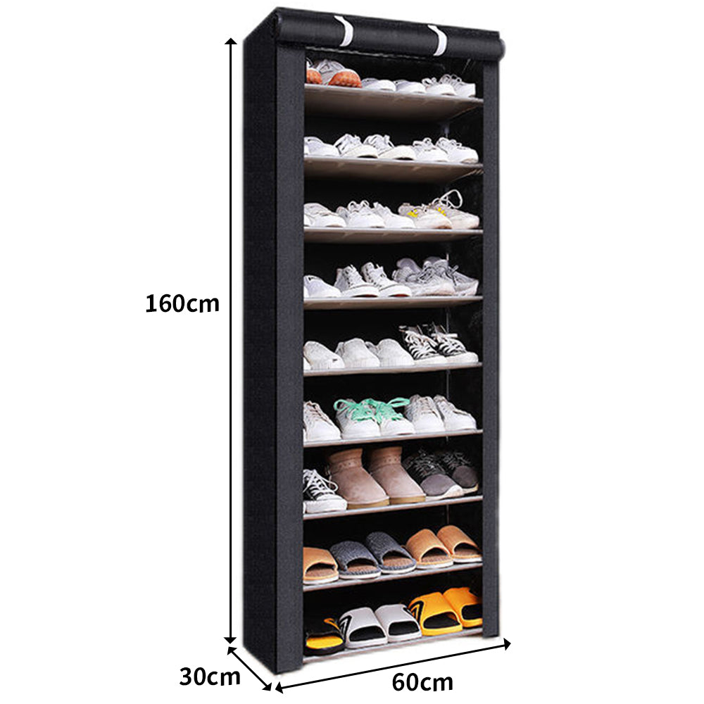 9 Compartments Shoe Rack Stackable Cabinet Storage Organizer Shelves Black