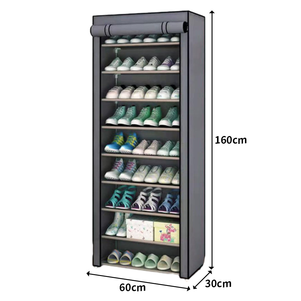 9 Compartments Shoe Rack Stackable Cabinet Storage Organizer Shelves Grey
