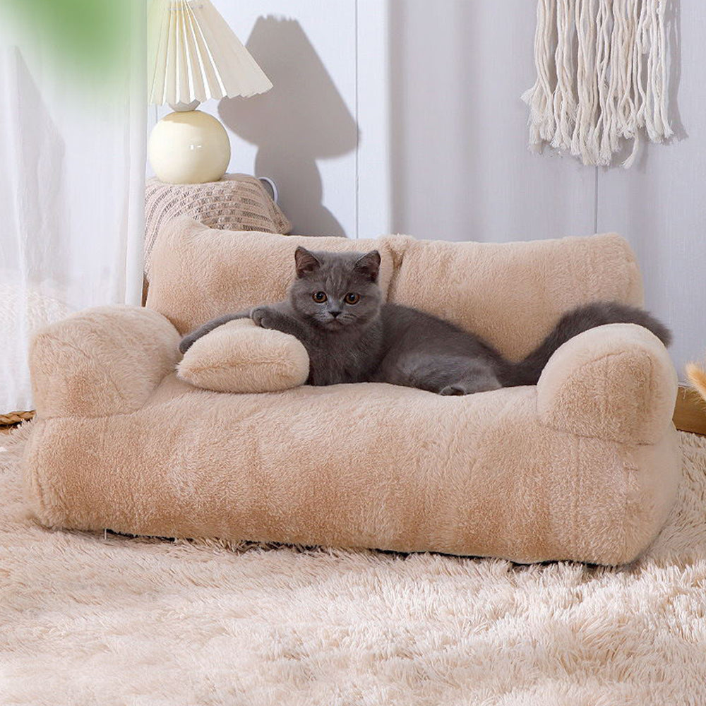 Pet Couch Bed Winter Warm Plush Nest Washable Sofa Cushion Bed Coffee M