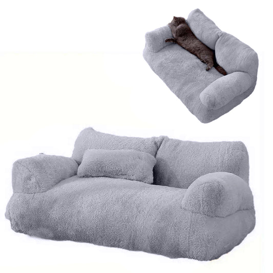 Pet Couch Bed Winter Warm Plush Nest Washable Sofa Cushion Bed Grey XL