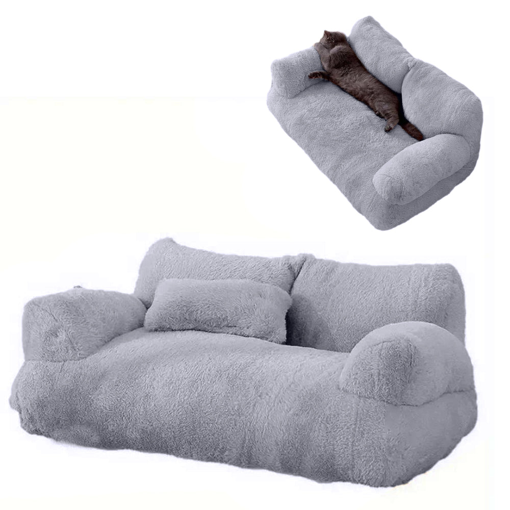 Pet Couch Bed Winter Warm Plush Nest Washable Sofa Cushion Bed Grey 2XL