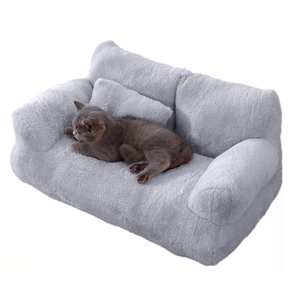 Pet Couch Bed Winter Warm Plush Nest Washable Sofa Cushion Bed Grey XL