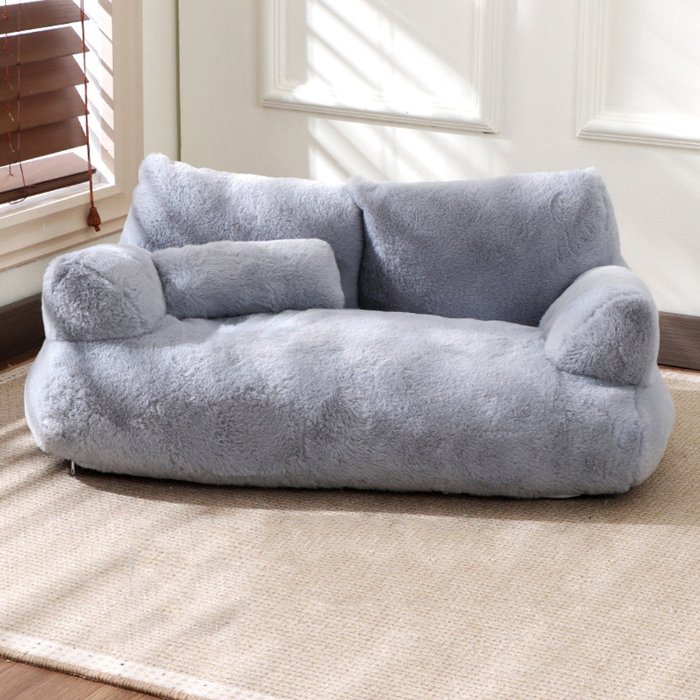 Pet Couch Bed Winter Warm Plush Nest Washable Sofa Cushion Bed Grey XL