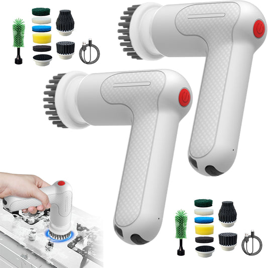 2Pcs 9 In 1 Electric Spin Scrubber Handheld Chargeable Cordless Cleaning Brush