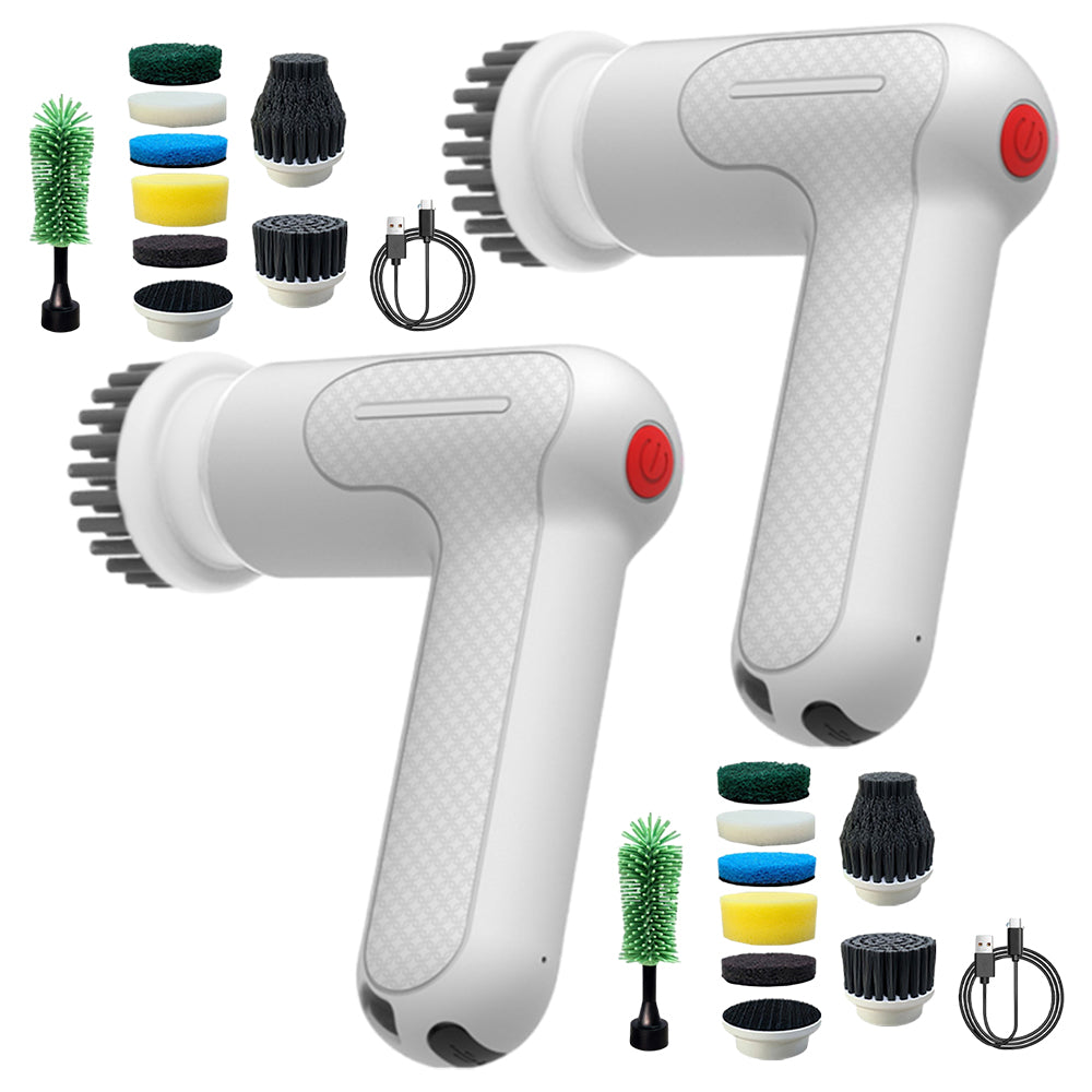 2Pcs 9 In 1 Electric Spin Scrubber Handheld Chargeable Cordless Cleaning Brush