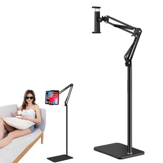 135cm Tablet Floor Stand Adjustable Arm Hands-Free Phone Holder Mount