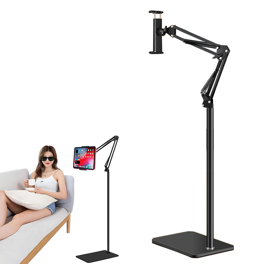 175cm Tablet Floor Stand Adjustable Arm Hands-Free Phone Holder Mount