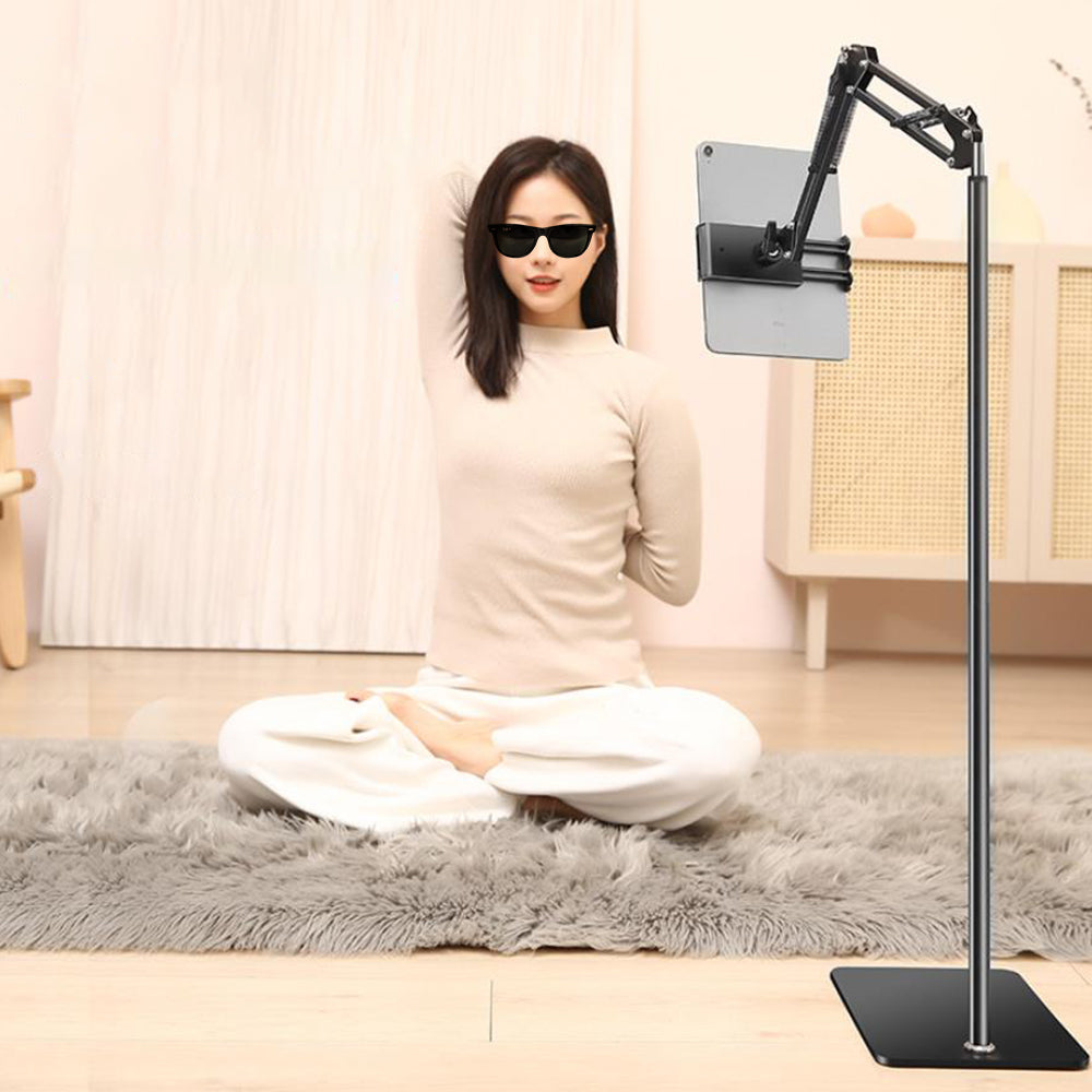 135cm Tablet Floor Stand Adjustable Arm Hands-Free Phone Holder Mount