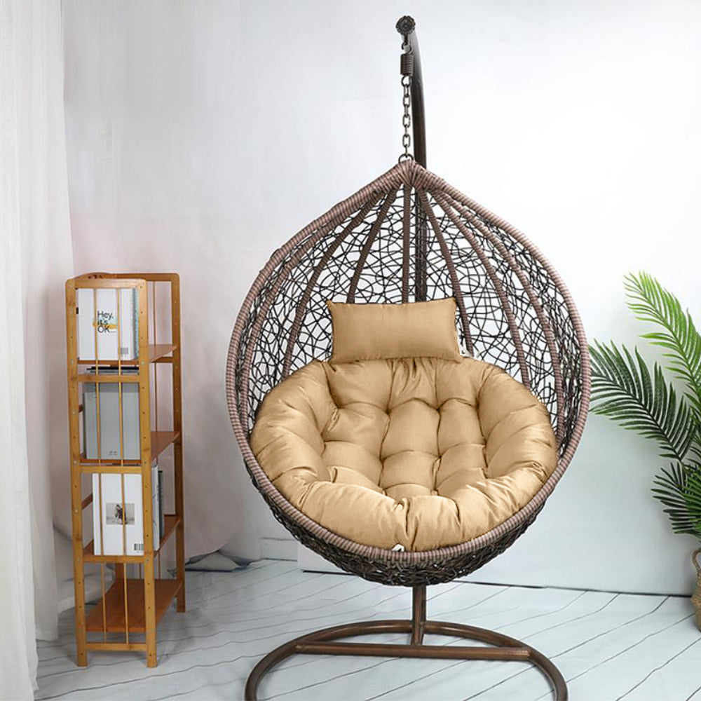 120cm Hanging Egg Chair Cushion Outdoor Hanging Backet Seat Cushion Pad Khaki