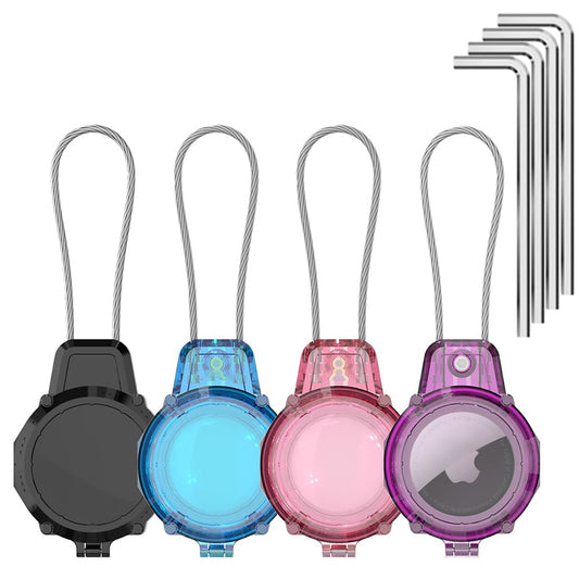 4Pcs For Apple AirTag Water-Resistant AirTag Keychain Holder with Wire Cable