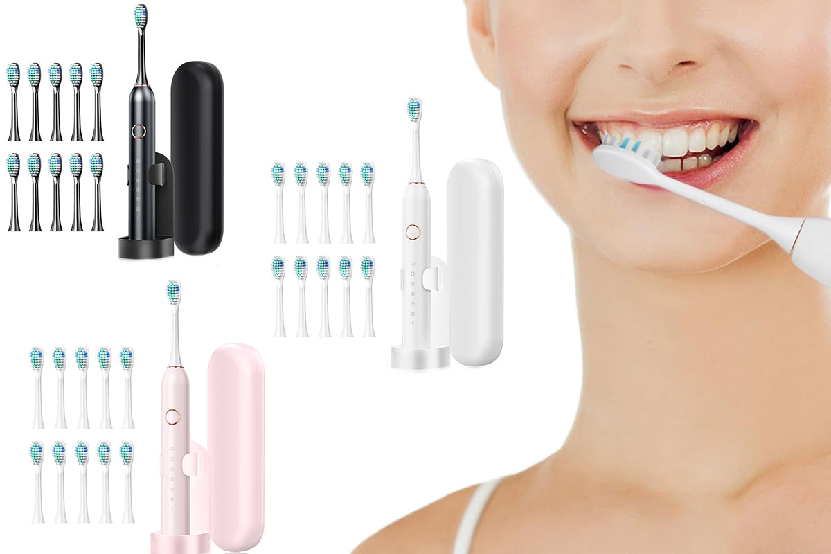 6-Mode Electric Toothbrush with 10 Brush Heads Rechargeable Toothbrush Set for Home Travel