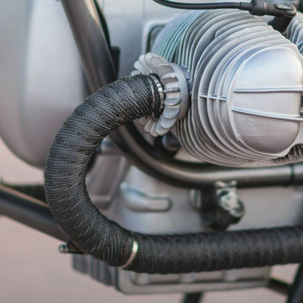 10M Motorcycle Exhaust Pipe Heat Insulation Tape Wrap Roll - Black