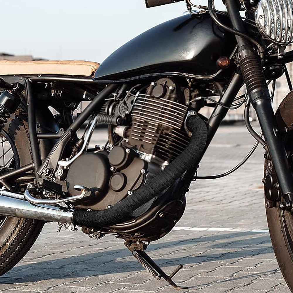 10M Motorcycle Exhaust Pipe Heat Insulation Tape Wrap Roll - Black