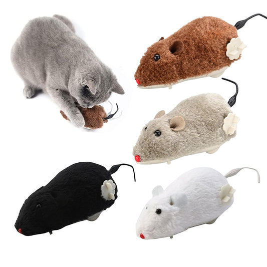 4Pcs Cat Toy Realistic Clockwork Plush Mouse Toy Cat Chew Toy