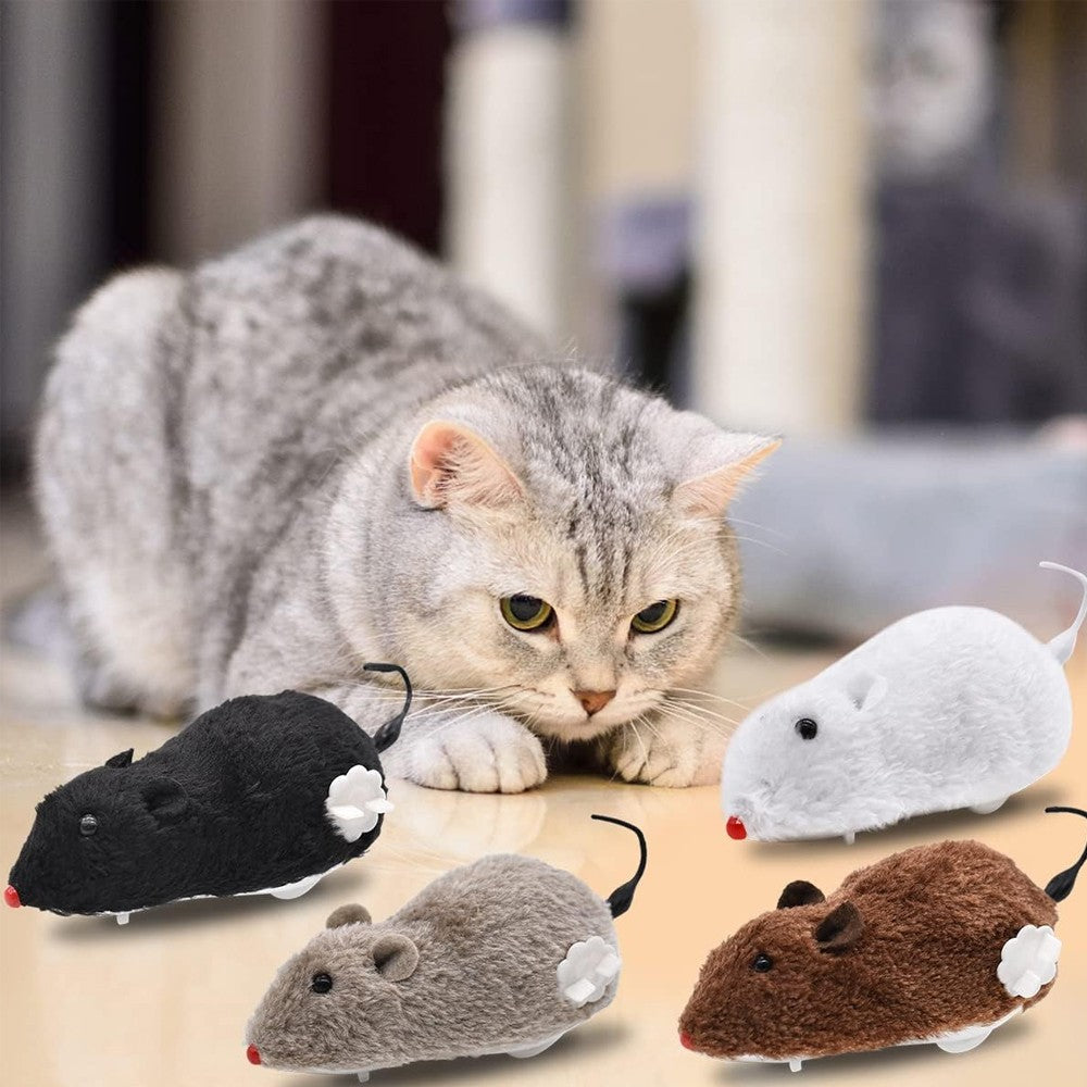 4Pcs Cat Toy Realistic Clockwork Plush Mouse Toy Cat Chew Toy
