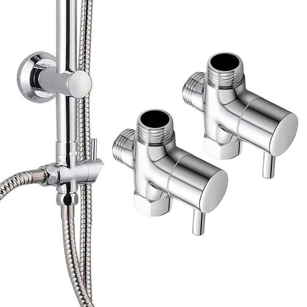 2Pcs 3-Way G1/2 Shower Head Diverter T-adapter
